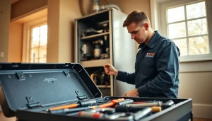 Expert technician performing heating repair somers ny service on a home furnace.