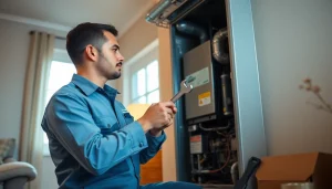 HVAC technician conducts heating repair in Katonah, showcasing expert service and professionalism.