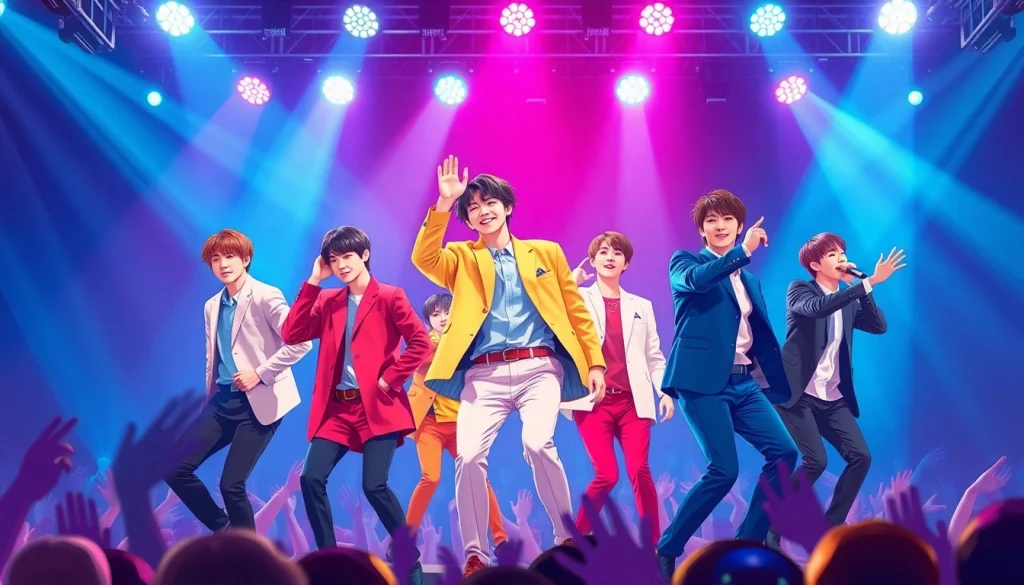 Engaging performance by BTS members showcasing their vibrant personalities on stage.