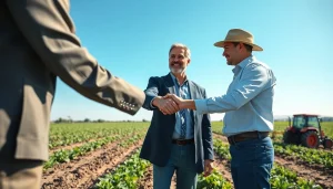 Agriculture lawyer advising a farmer during a consultation.