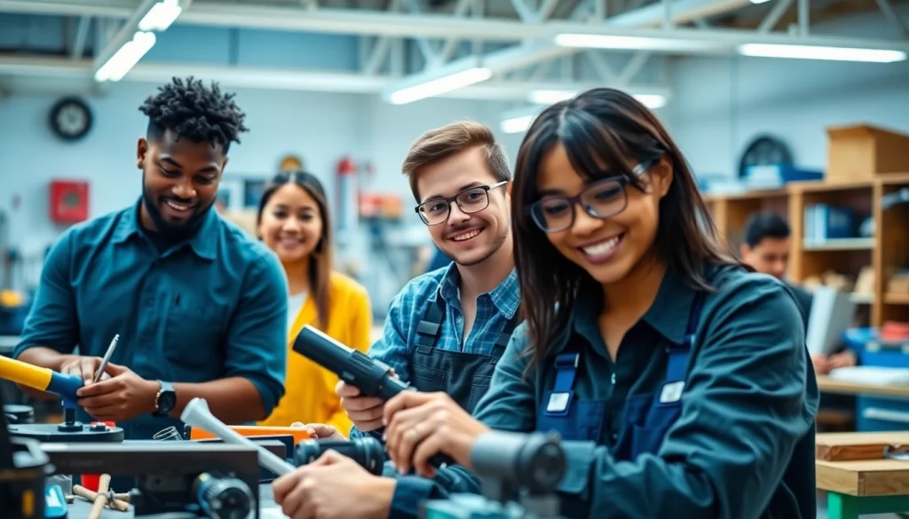 Engaging learning experience at trade schools in southern California with diverse students.