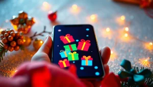 기프티콘을 사용하여 스마트폰으로 선물을 전송하는 모습