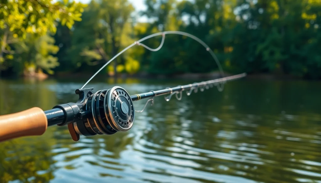 Check out our Fly fishing combo showcased in a picturesque lakeside environment with intricate details.