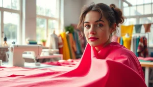 Creëer unieke ontwerpen met poplin stof in een lichte, artistieke studio.