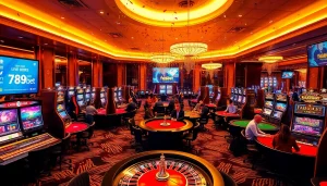 Exciting gaming atmosphere showcasing 789bet.com with vibrant casino tables and dynamic gameplay.
