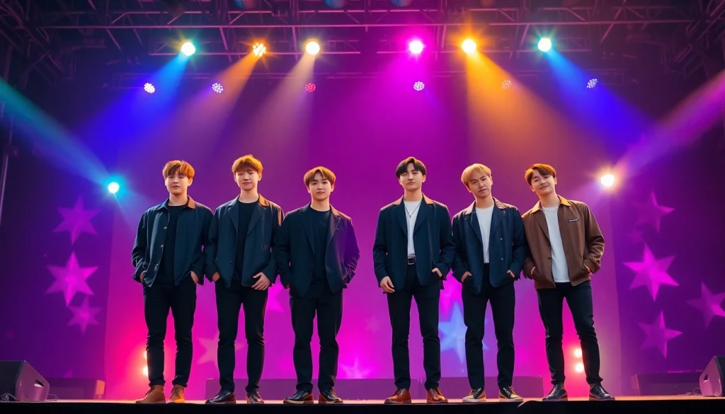 BTS members showcasing their unique styles in a lively concert atmosphere.
