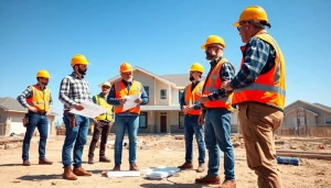 Texas association of builders demonstrating teamwork at a construction site.