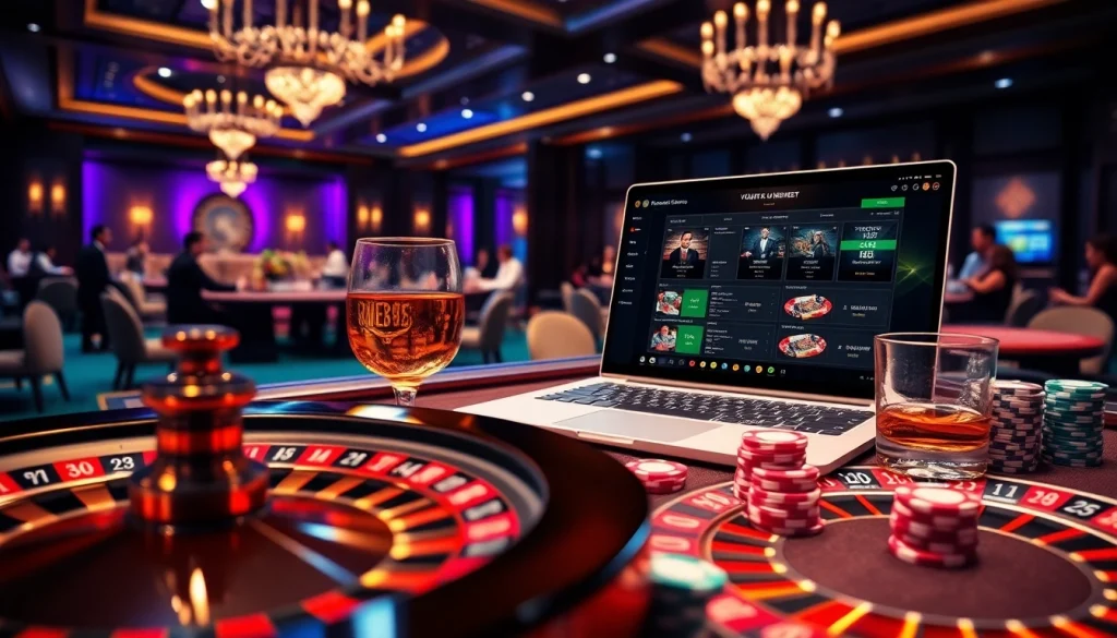 Engaging roulette and poker scene representing RR88 online casino excitement.