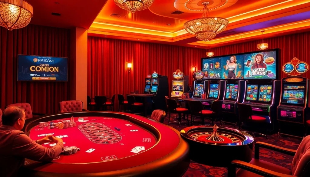 Experience exciting html porn games at luxurious casino tables surrounded by vibrant slots and poker chips.