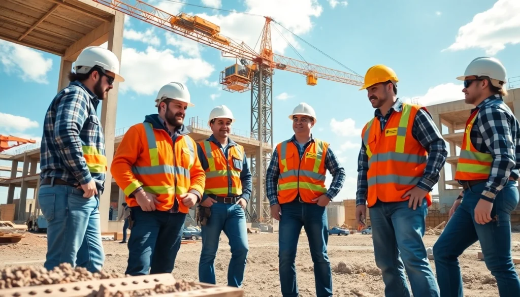 Teamwork at a construction site highlighting the construction association north carolina in action.