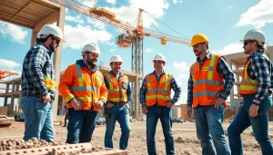 Teamwork at a construction site highlighting the construction association north carolina in action.