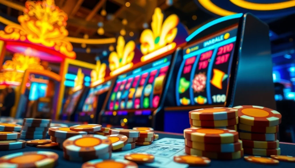 Experience the thrill of idnslot with vibrant online slot visuals and colorful casino elements.