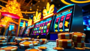 Experience the thrill of idnslot with vibrant online slot visuals and colorful casino elements.