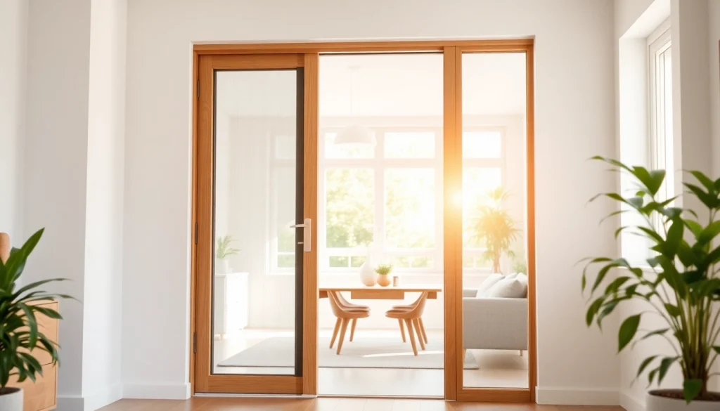 Myggenet dør installeret i en moderne bolig for et behageligt indeklima.