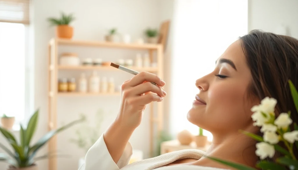 Primenjena prirodna kozmetika tokom tretmana lica u opuštajućem ambijentu.