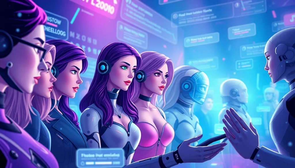 Explore the future of free nsfw ai with engaging chatbot characters in a vibrant digital landscape.
