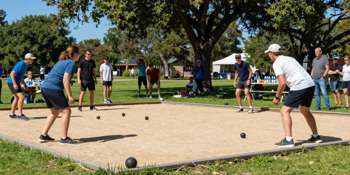 FOPI Kota Palopo mengadakan pertandingan petanque di taman lokal, menyoroti semangat kompetisi.