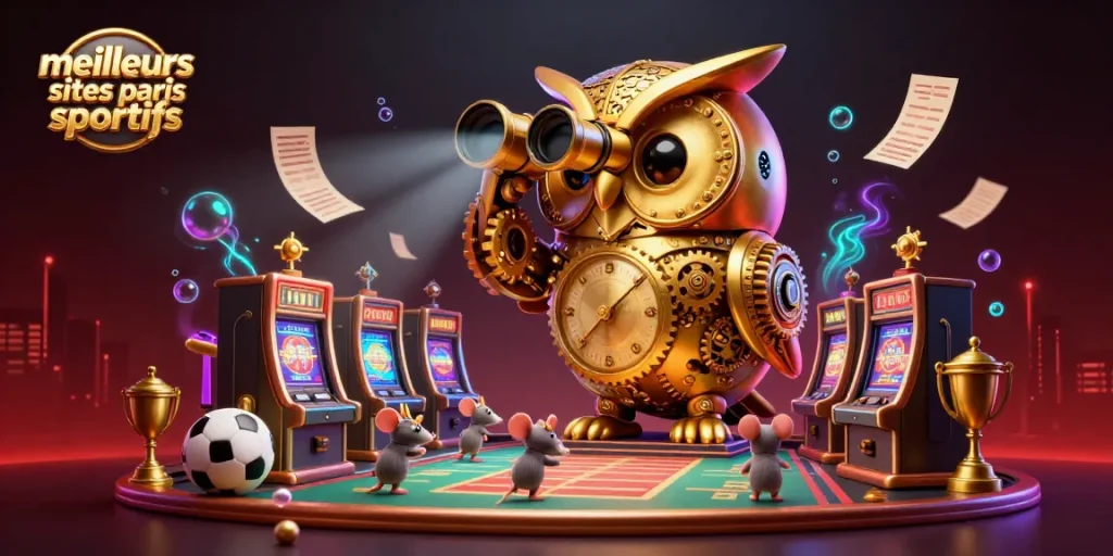 Pariez sur les meilleurs sites de paris sportifs tout en découvrant une illustration de casino animée riche en détails.